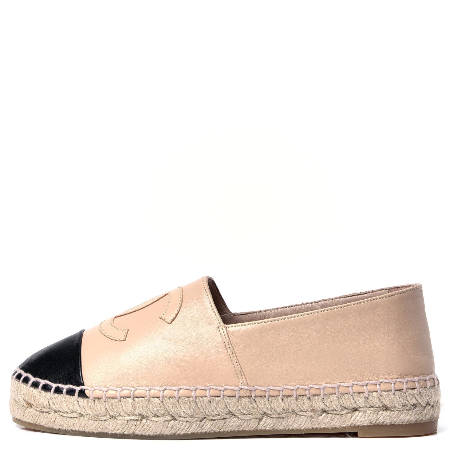 Chanel Lambskin CC Espadrilles 35 Beige Black 1 of 5