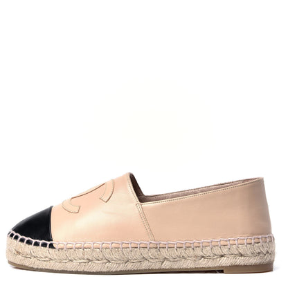 Chanel Lambskin CC Espadrilles 35 Beige Black 1 of 5