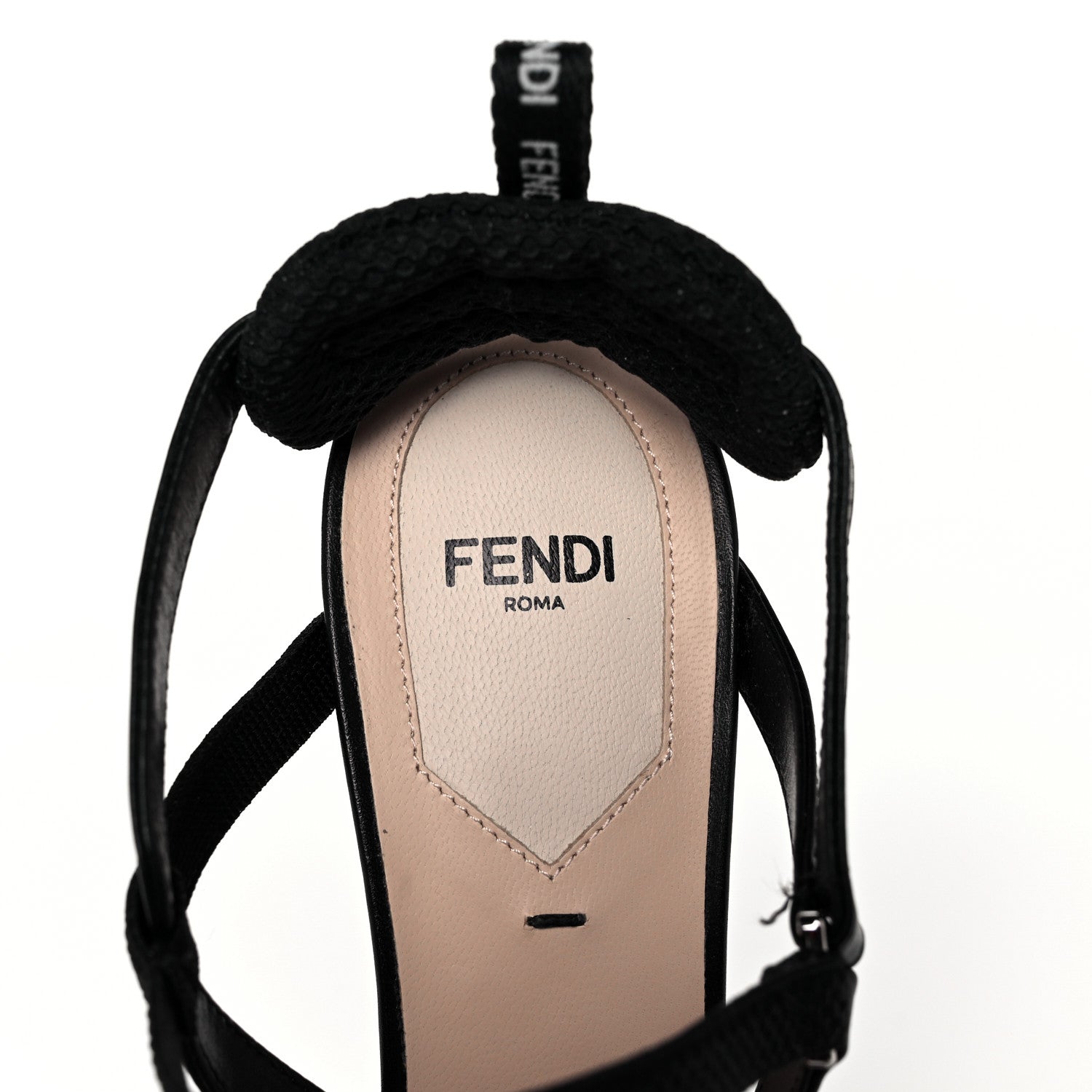 Fendi Mesh Vitello Ajour Embroidered Colibri Lite 55mm Slingback Pumps 39 Black 7 of 8