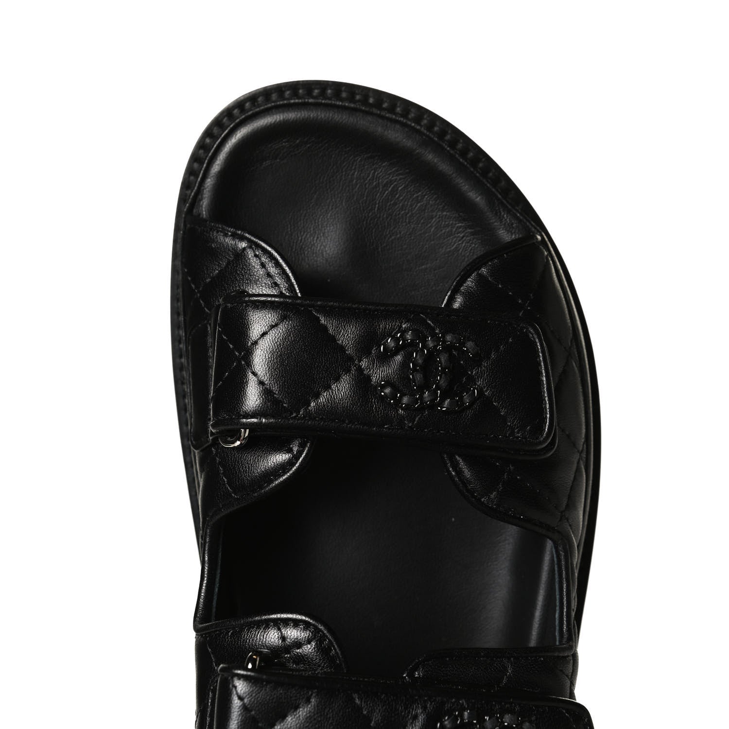 Chanel Lambskin Quilted Velcro Dad Sandals 39 So Black 11 of 12