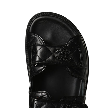 Chanel Lambskin Quilted Velcro Dad Sandals 39 So Black 11 of 12