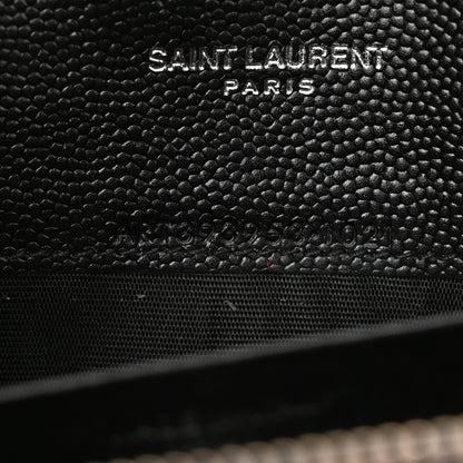 Saint Laurent Grain De Poudre Matelasse Chevron Monogram Envelope Chain Wallet Black 7 of 10