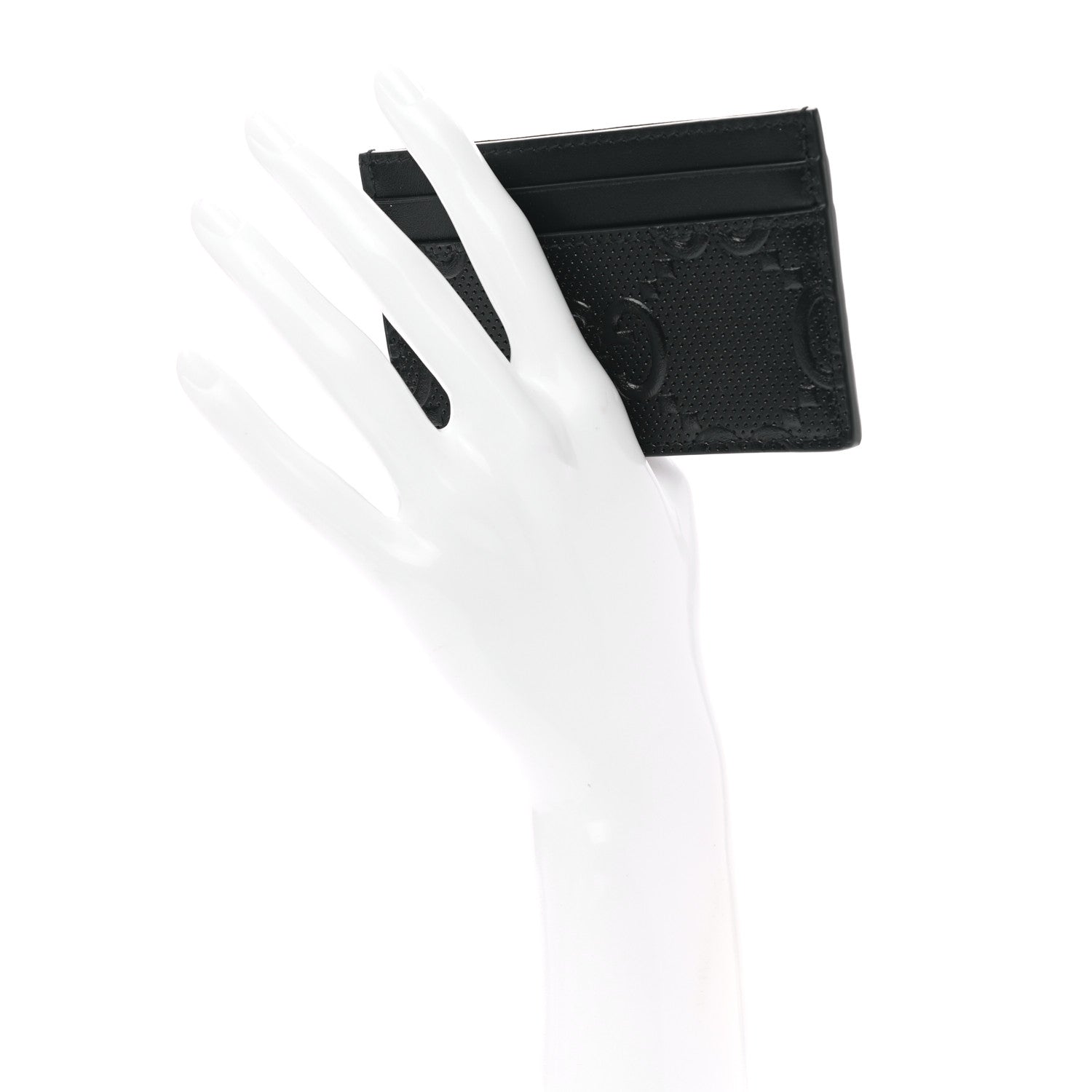 Gucci Calfskin GG Tennis Embossed Card Holder Black 2 of 7