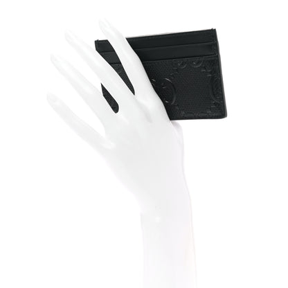 Gucci Calfskin GG Tennis Embossed Card Holder Black 2 of 7