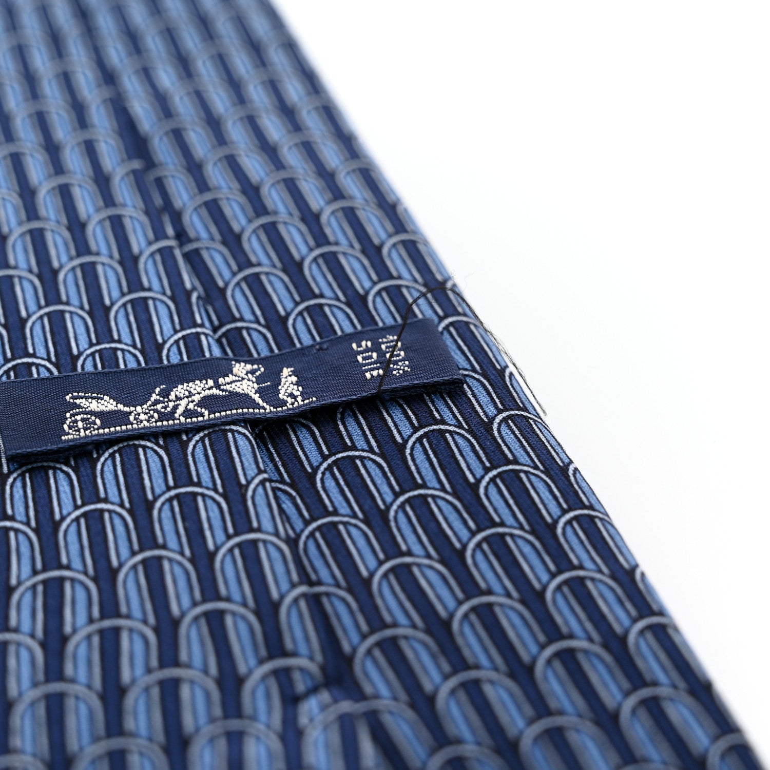 Hermes Silk Printed Mens Tie Marine 8 of 8