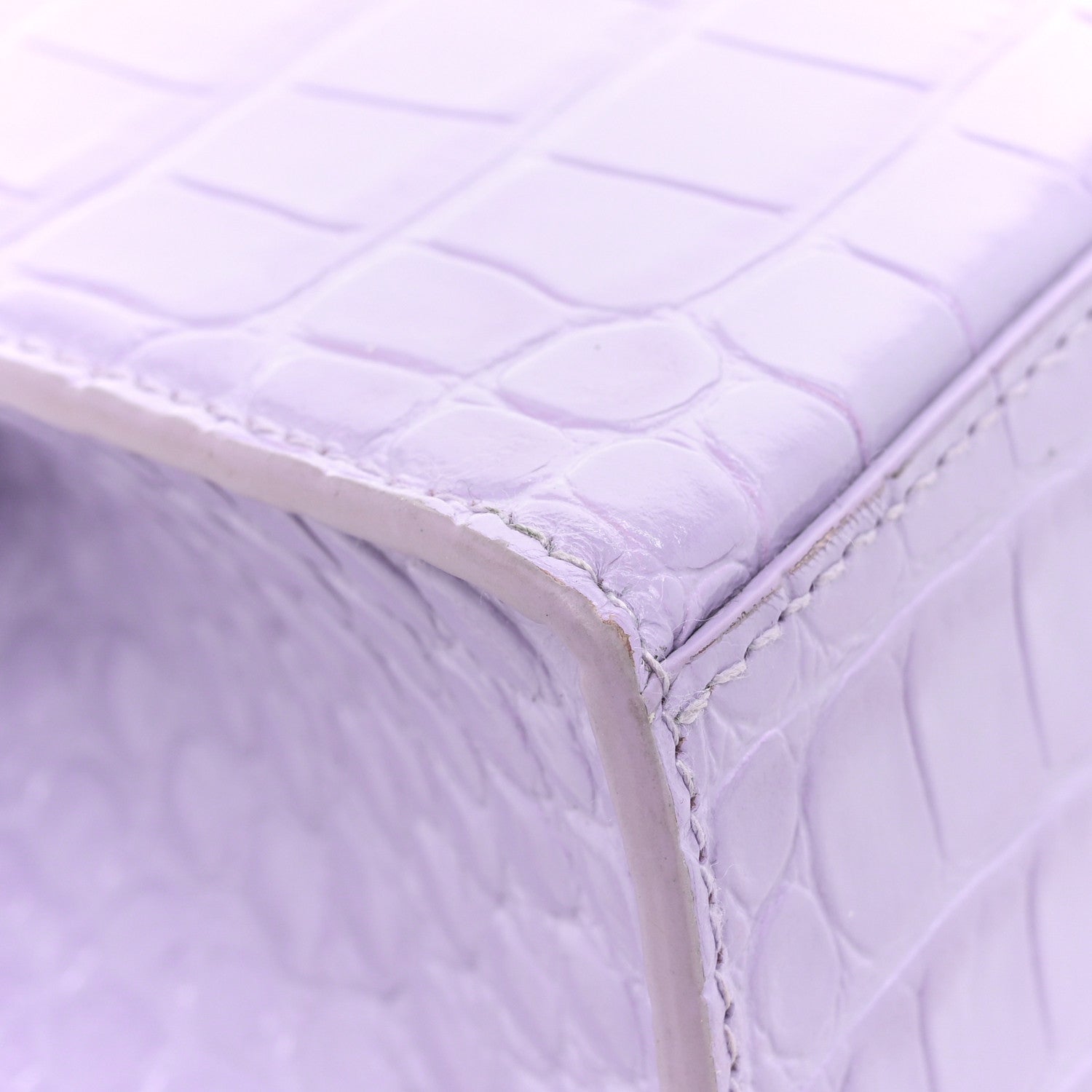 Balenciaga Shiny Calfskin Crocodile Embossed Hourglass Top Handle Bag XS Lilac 14 of 19