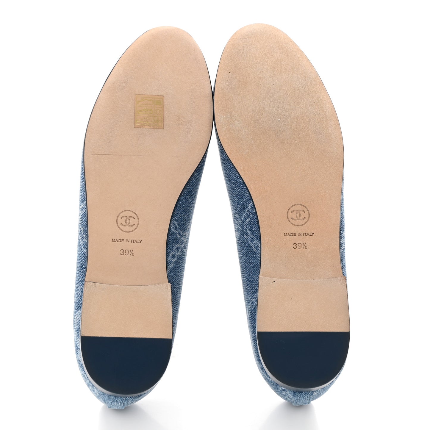 Denim Printed Cap Toe Ballerina Flats 39.5 Blue