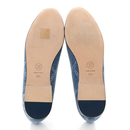 Chanel Denim Printed Cap Toe Ballerina Flats 39.5 Blue 5 of 8