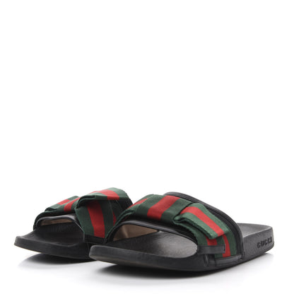 Gucci Satin Web Bow Slide Sandals 37 Black 3 of 9