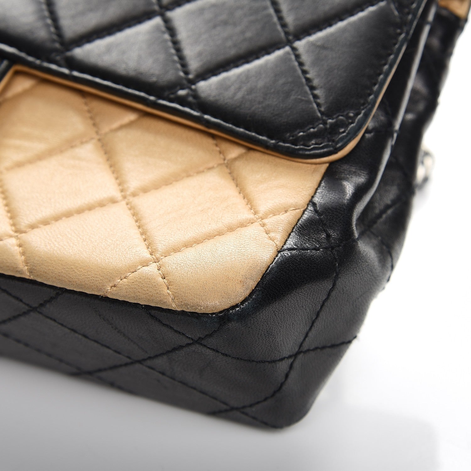 Chanel Lambskin Quilted Bi-Color Medium Single Flap Black Beige 11 of 12