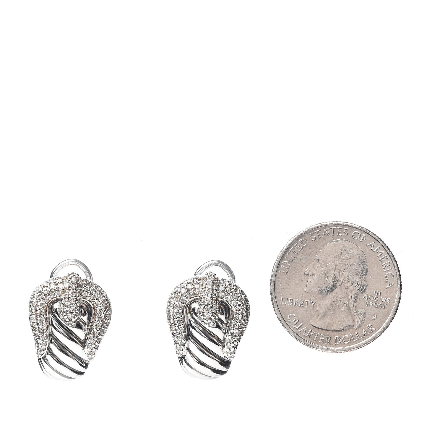 Sterling Silver Diamond Buckle Earrings