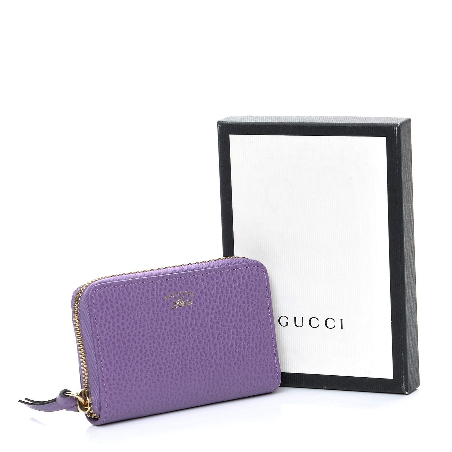 Dollar Calfskin Swing Zip Around Card Case Lavender