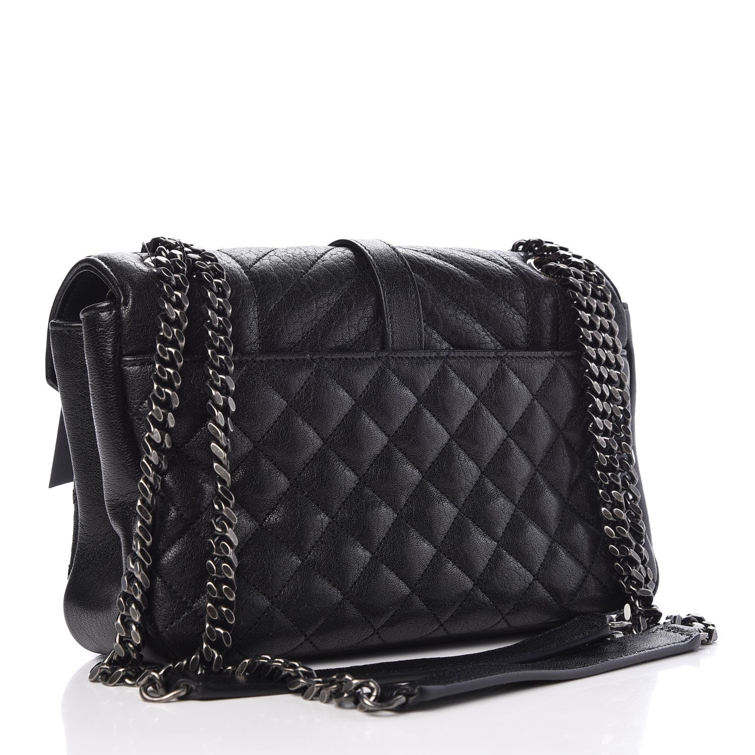 Saint Laurent Sheepskin Tri-Quilt Monogram Medium College Bag Black 3 of 7