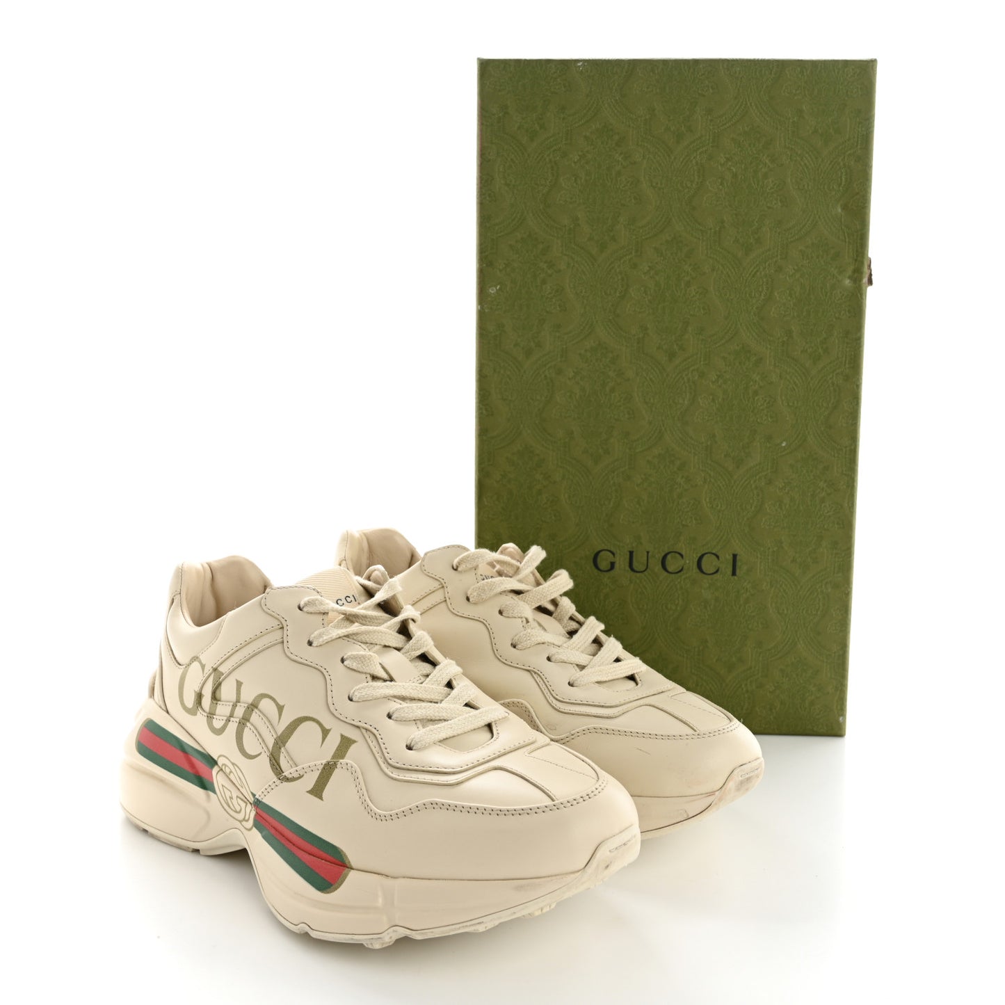 Calfskin Logo Womens Rhyton Sneakers 38 Ivory
