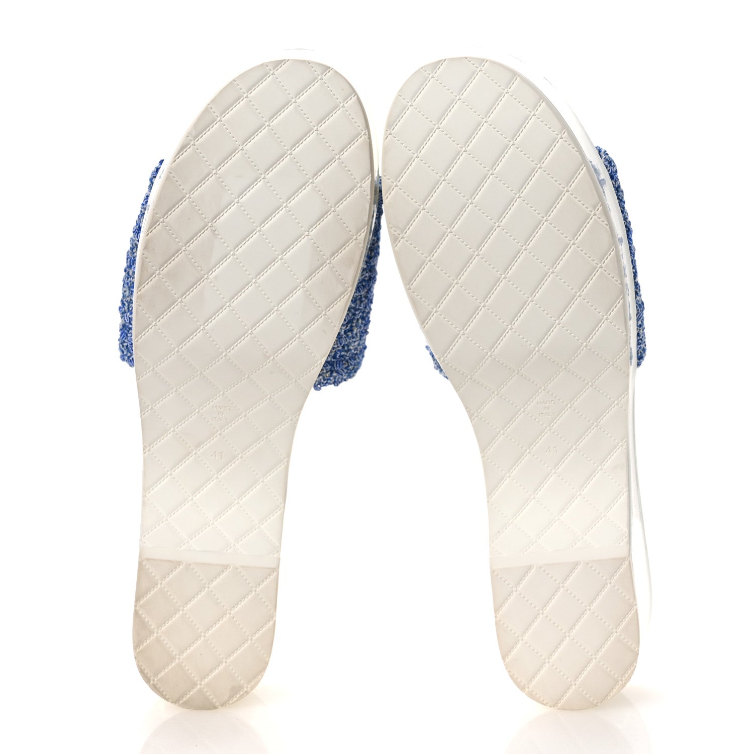 Chanel Tweed Sequin Patent Calfskin CC Mule Sandals 41 Blue White 7 of 12