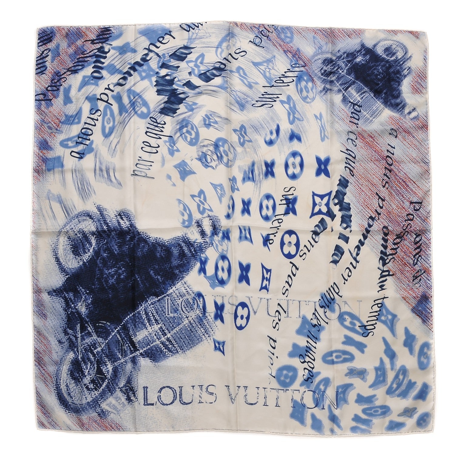 Louis Vuitton Silk Monogram Motorcycle Square Scarf 1 of 5