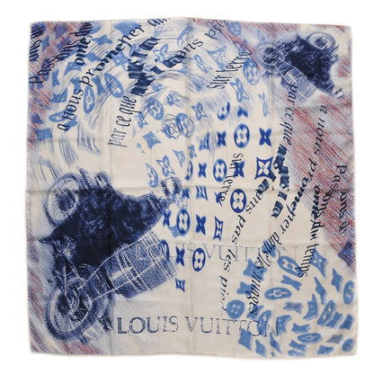 Louis Vuitton Silk Monogram Motorcycle Square Scarf 1 of 5