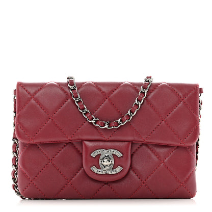 Chanel Lambskin Quilted Mini Mineral Nights Flap Crossbody Bag Dark Red 1 of 14