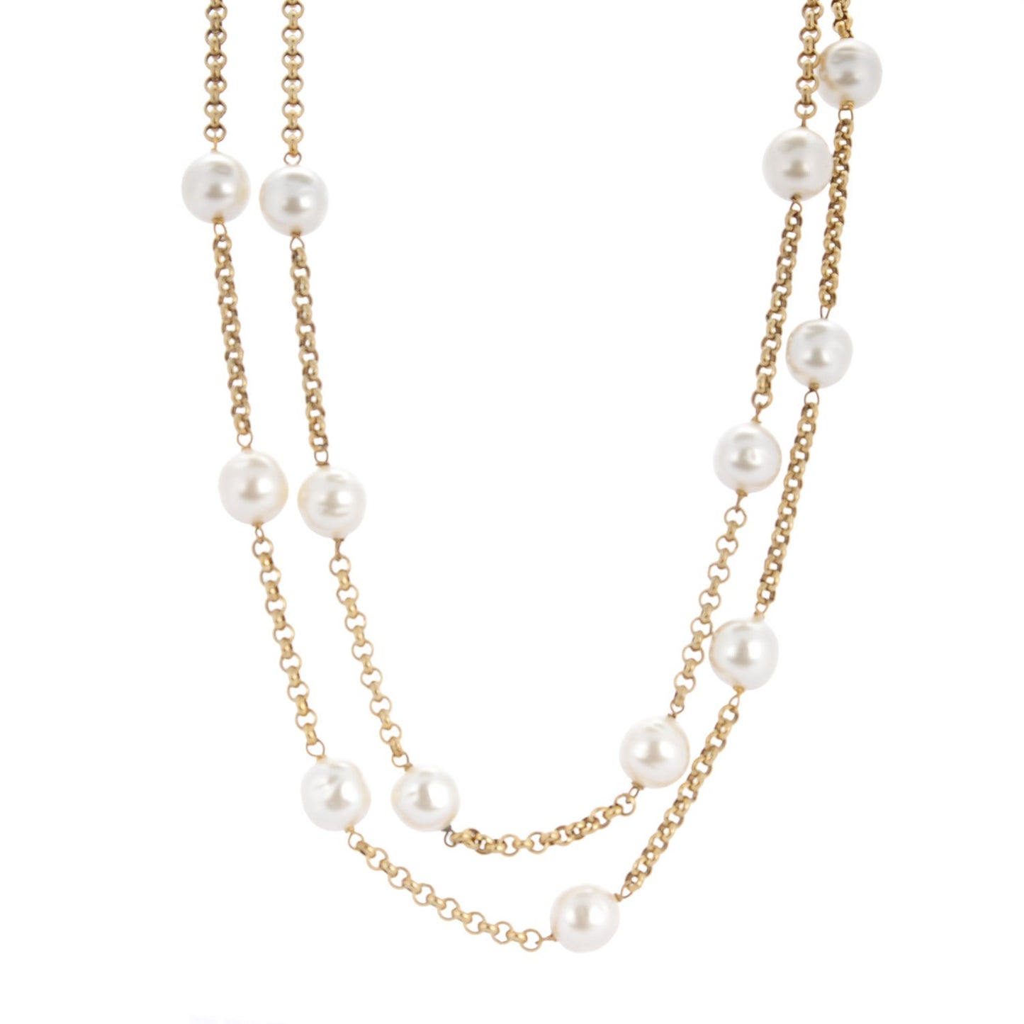 Irregular Pearl Long Necklace Gold