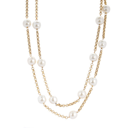 Chanel Irregular Pearl Long Necklace Gold 1 of 4