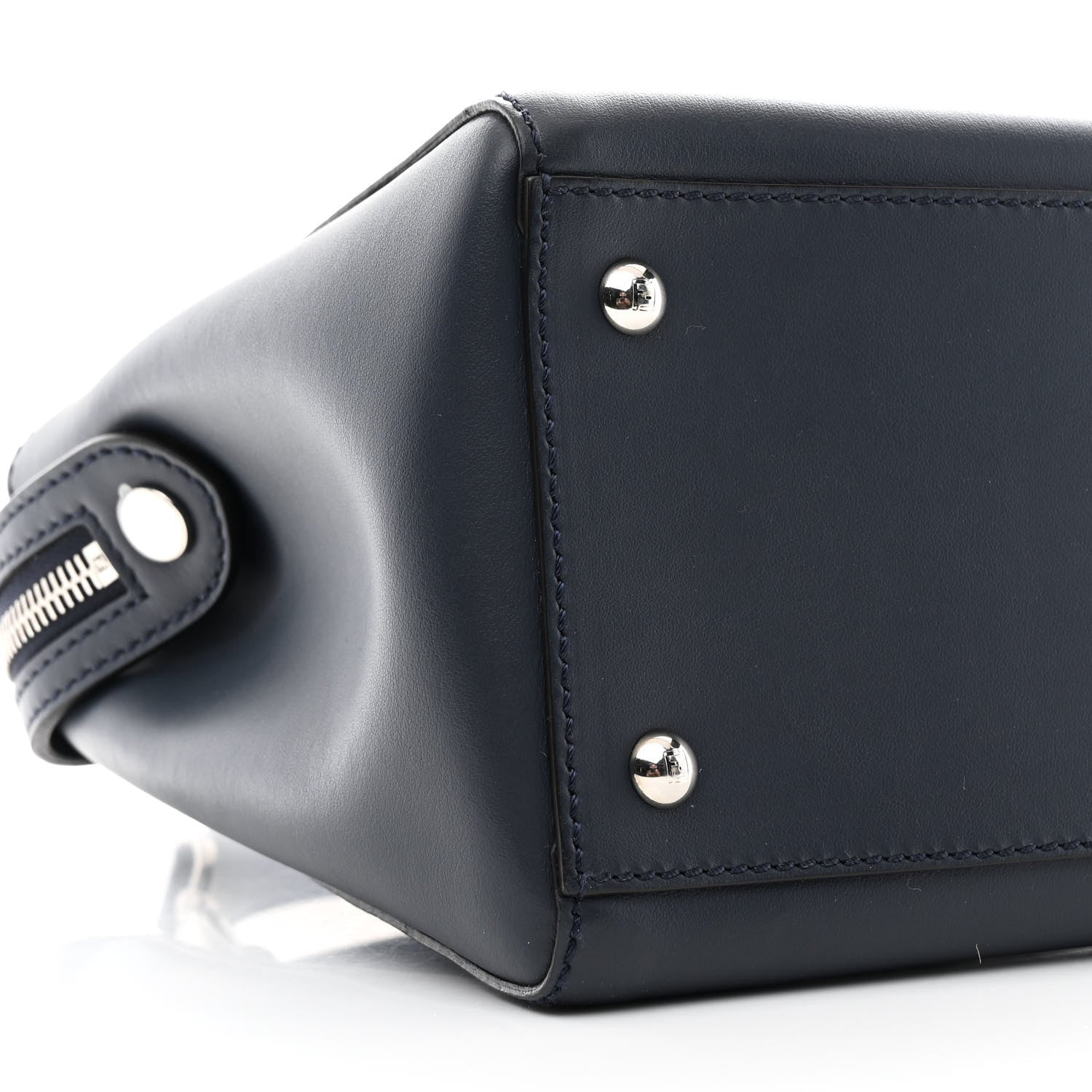 Fendi Vitello Baltico Dolce DotCom Satchel Navy Yellow 9 of 10