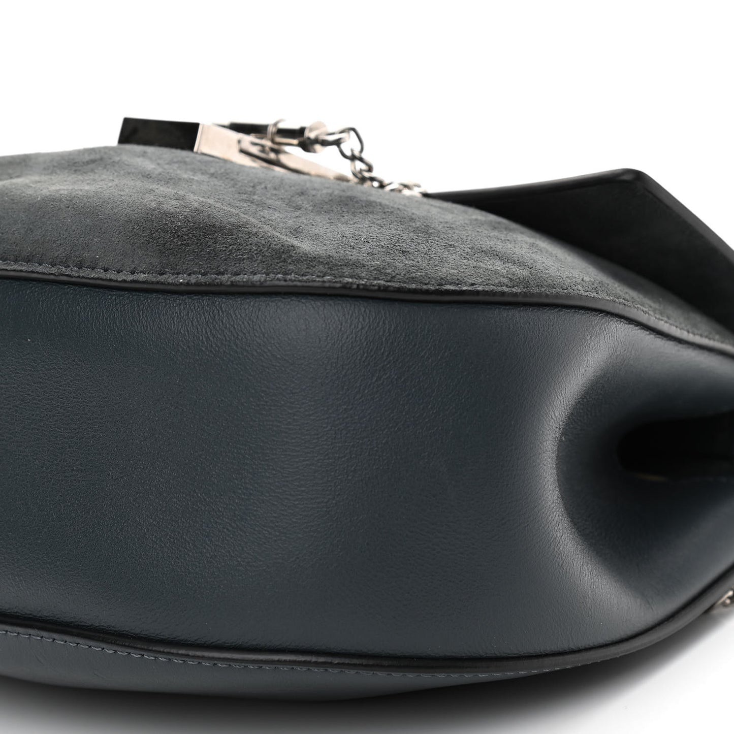 Suede Smooth Calfskin Mini Drew Shoulder Bag Silver Blue