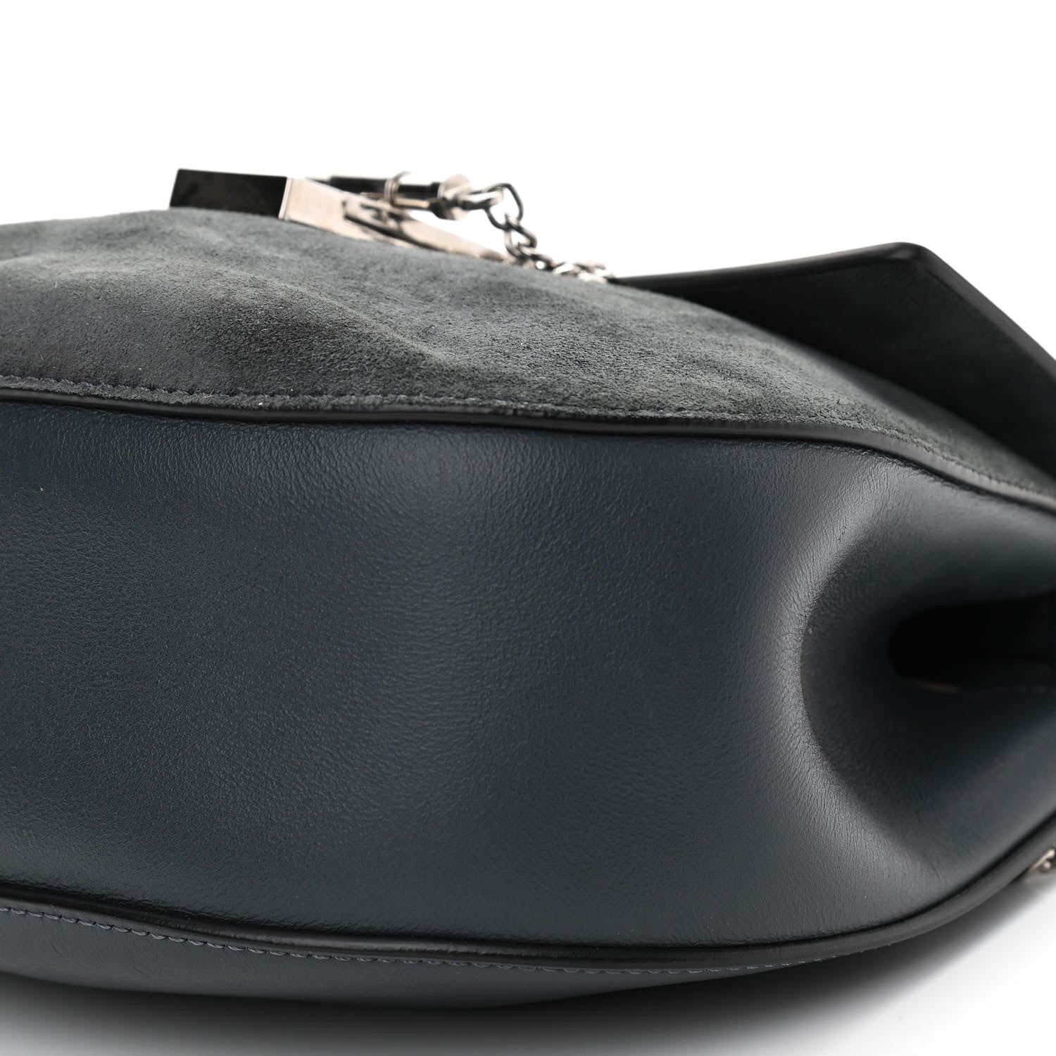 Chloe Suede Smooth Calfskin Mini Drew Shoulder Bag Silver Blue 10 of 12