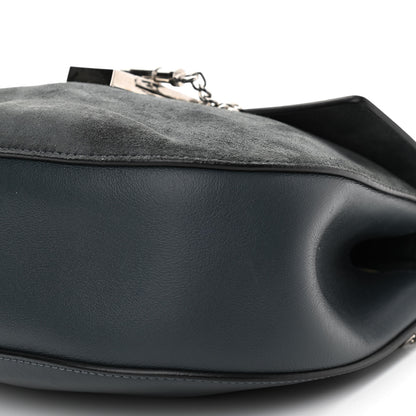 Chloe Suede Smooth Calfskin Mini Drew Shoulder Bag Silver Blue 10 of 12
