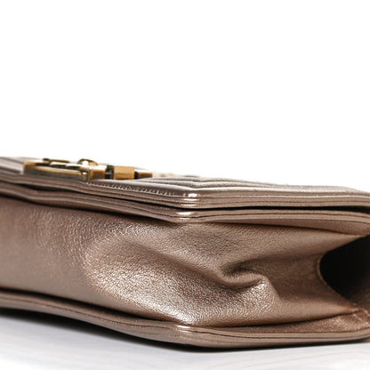 Chanel Metallic Lambskin Small Golden CC Boy Flap Dark Gold 9 of 9