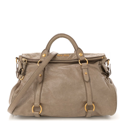 Miu Miu Vitello Lux Bow Bag Grey 1 of 15