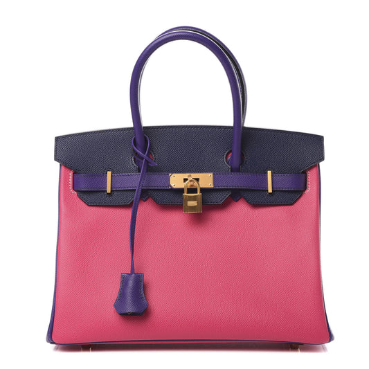 Epsom Horseshoe Birkin 30 Blue Encre Ultraviolet Rose Tyrien