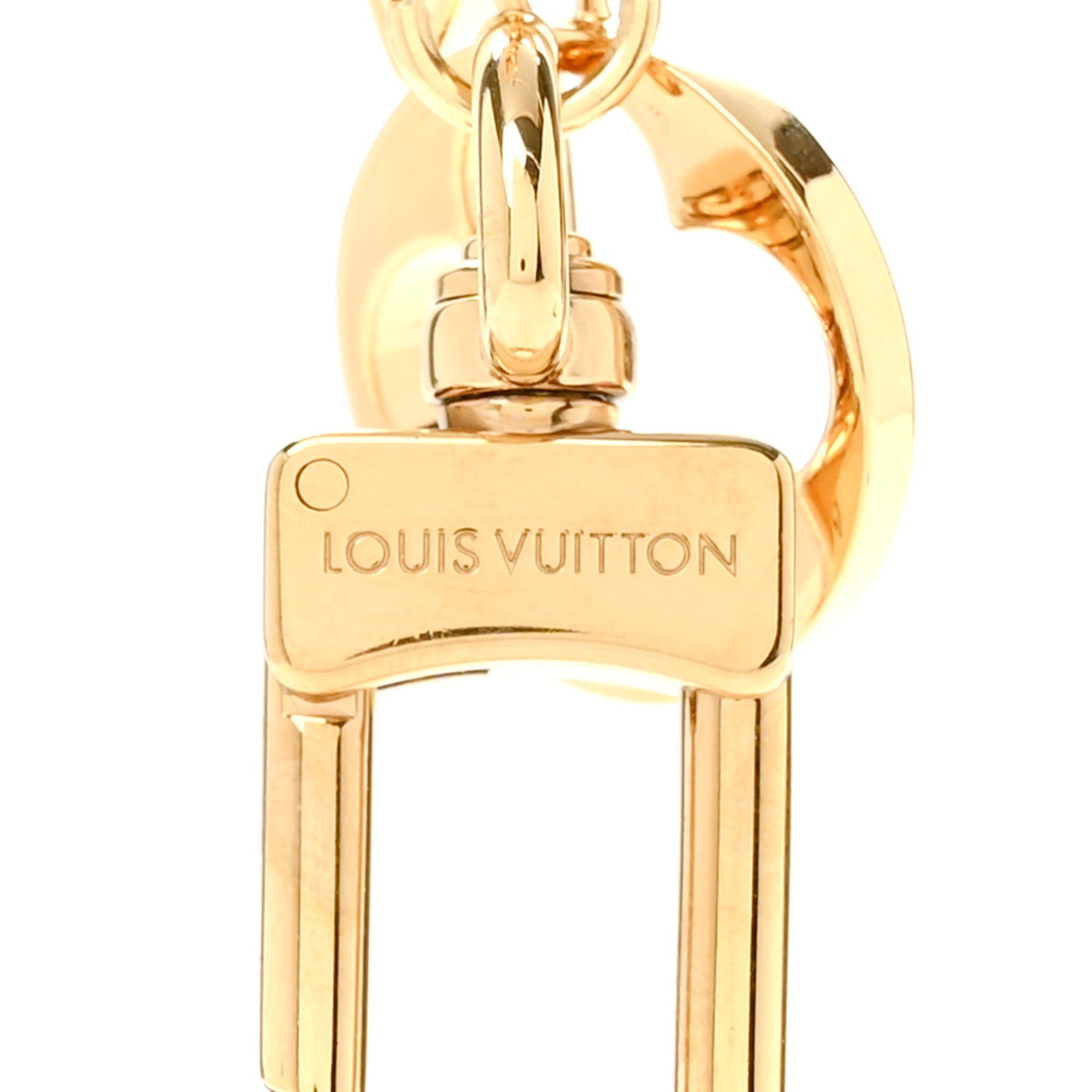 Brass Enamel Fleur De Monogram Bag Charm Chain Gold