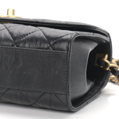 Chanel Crumpled Lambskin Quilted Mini CC Links Top Handle Flap Black 9 of 9