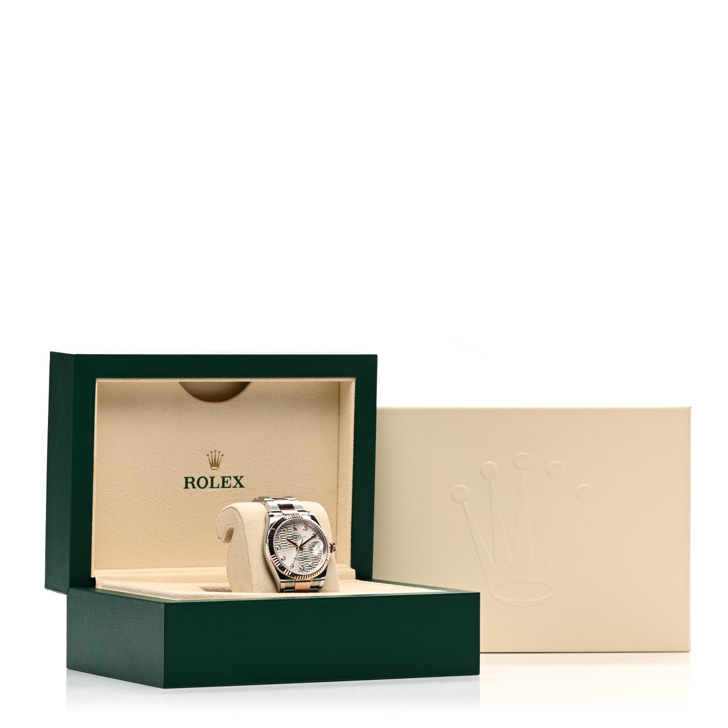 Stainless Steel 18K Everose Gold Diamond 36mm Oyster Perpetual Datejust Watch Silver Fluted 126231