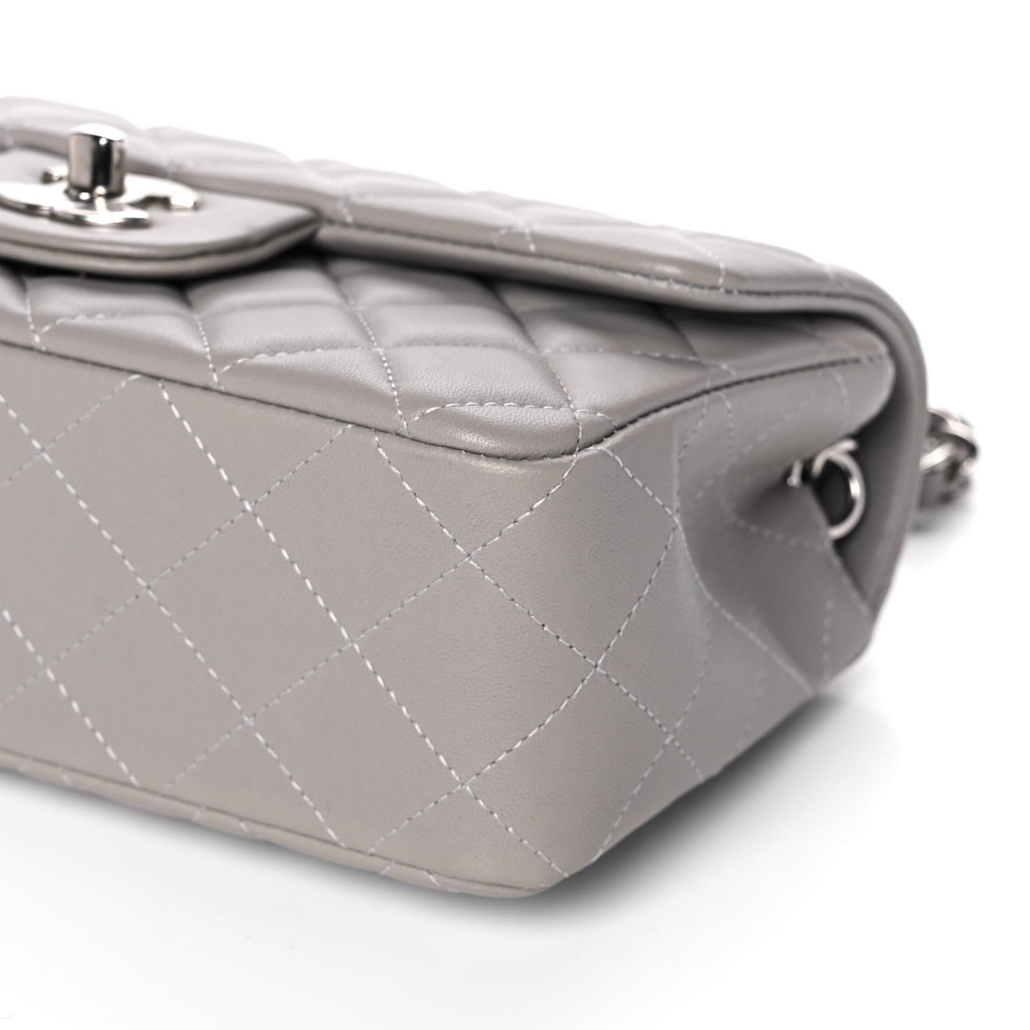 Chanel Lambskin Quilted Mini Rectangular Flap Grey 9 of 10