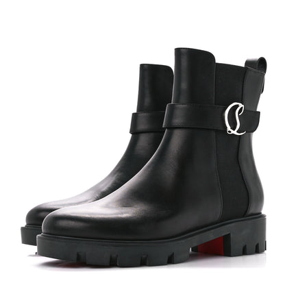 Christian Louboutin Calfskin Ingrassato Flat Chelsea Booties 39.5 Black 3 of 9