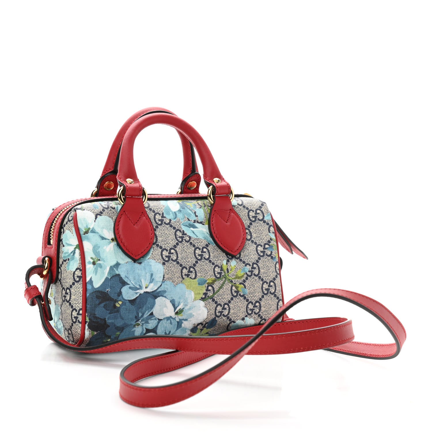 Gucci GG Supreme Monogram Blooms Mini Boston Navy Blue Hibiscus 3 of 13