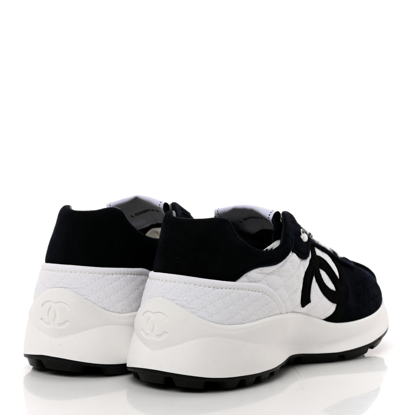 Fabric Suede Kidskin CC Sneakers 37.5 Dark Navy White