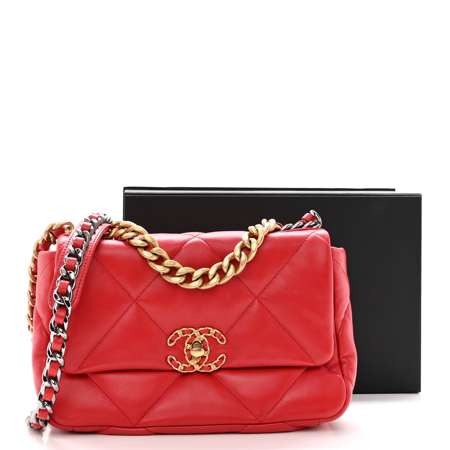 Chanel Lambskin Quilted Medium Chanel 19 Flap Red 10 of 10