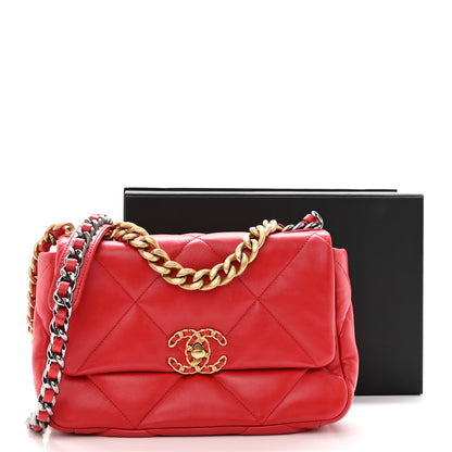 Chanel Lambskin Quilted Medium Chanel 19 Flap Red 10 of 10