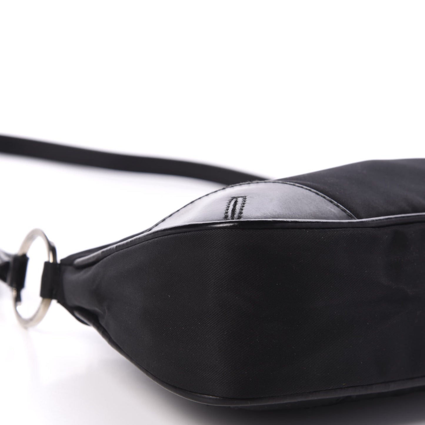 Tessuto Nylon Soft Calfskin Shoulder Bag Black
