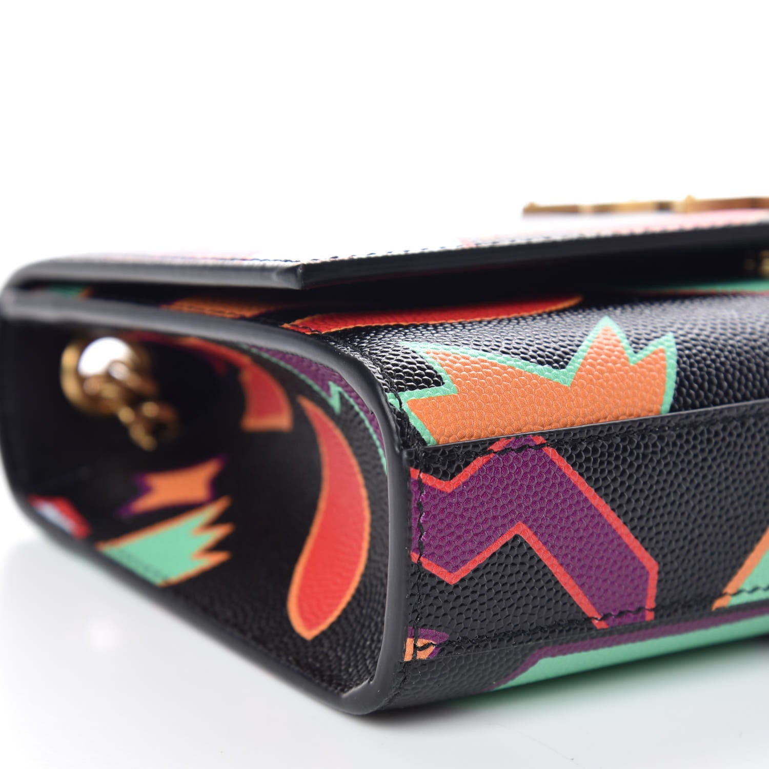 Saint Laurent Grain De Poudre Small Monogram Shapes Print Kate Satchel Black 5 of 9