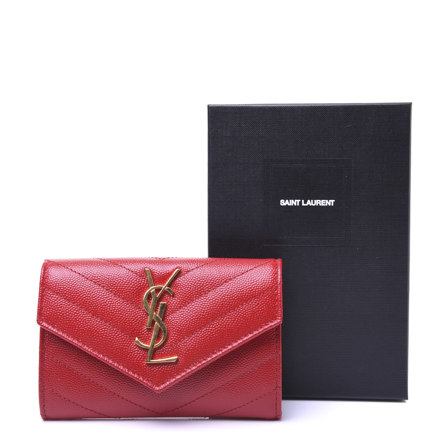 Grain De Poudre Matelasse Chevron Small Monogram Envelope Wallet Bandana Red