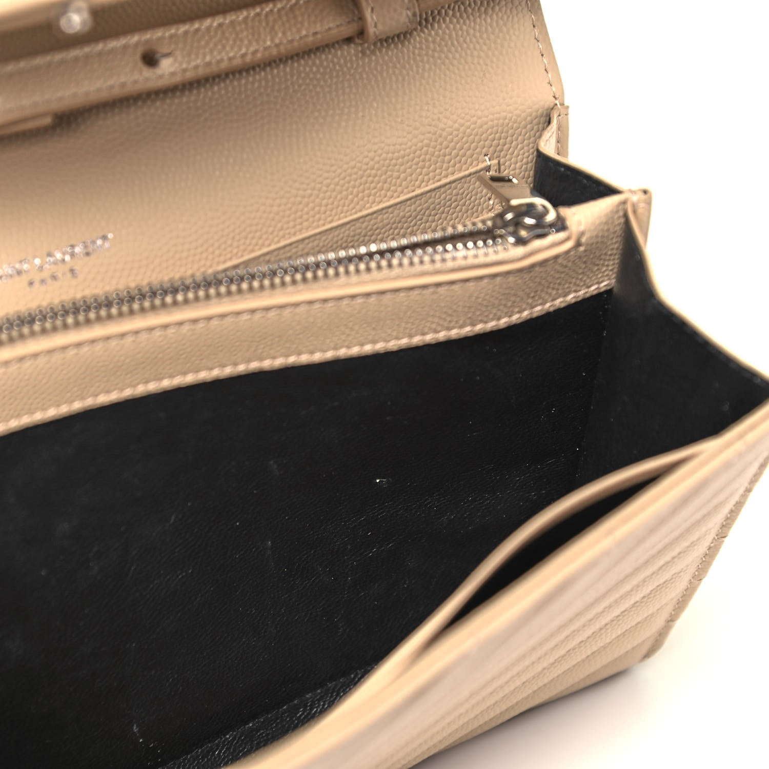 Saint Laurent Grain De Poudre Matelasse Chevron Monogram Chain Wallet Nude Powder 4 of 9
