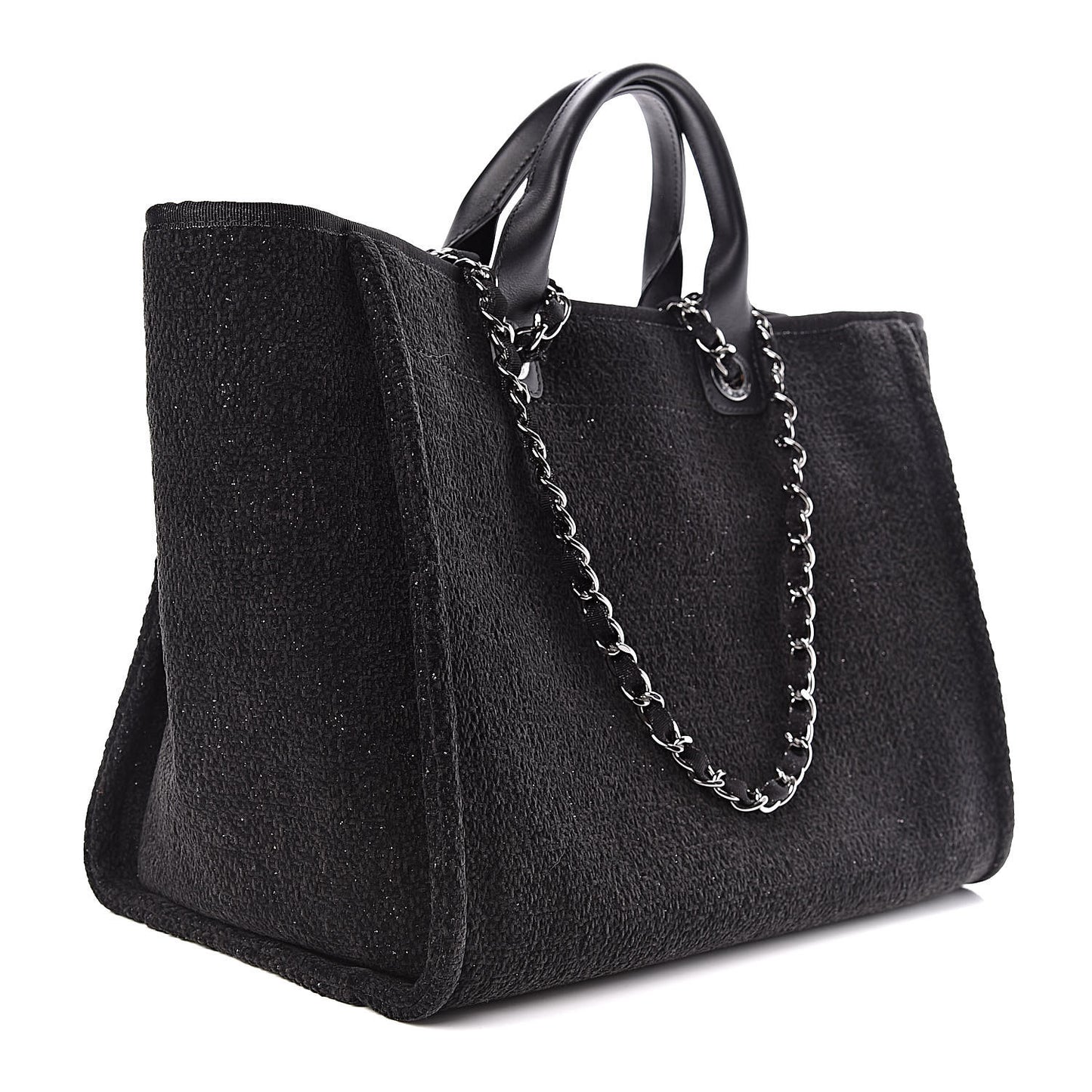 Lurex Boucle Medium Deauville Tote Black
