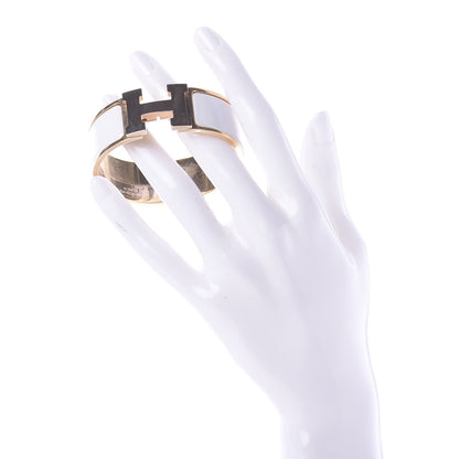 Hermes Enamel Wide Clic Clac H Bracelet PM White 2 of 8