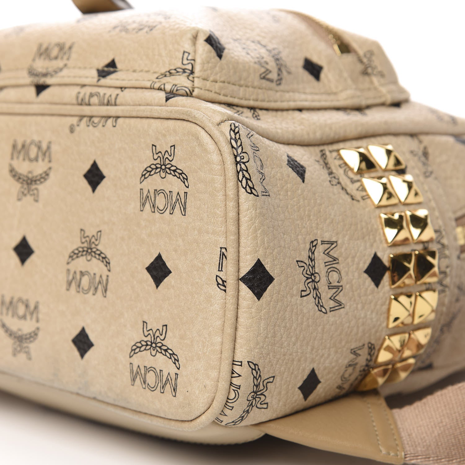 MCM Visetos Side Stud Mini Stark Backpack Beige 6 of 9