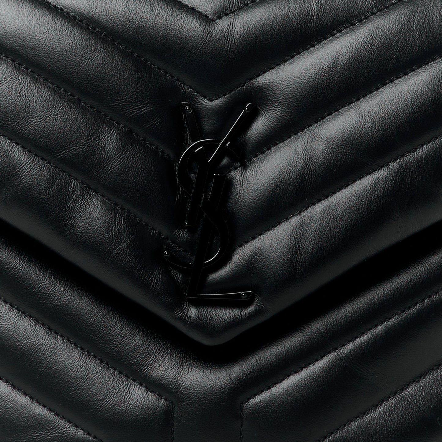 Calfskin Y Quilted Monogram Monochrome Medium Loulou Chain Satchel Black