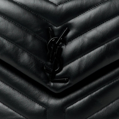Saint Laurent Calfskin Y Quilted Monogram Monochrome Medium Loulou Chain Satchel Black 9 of 11