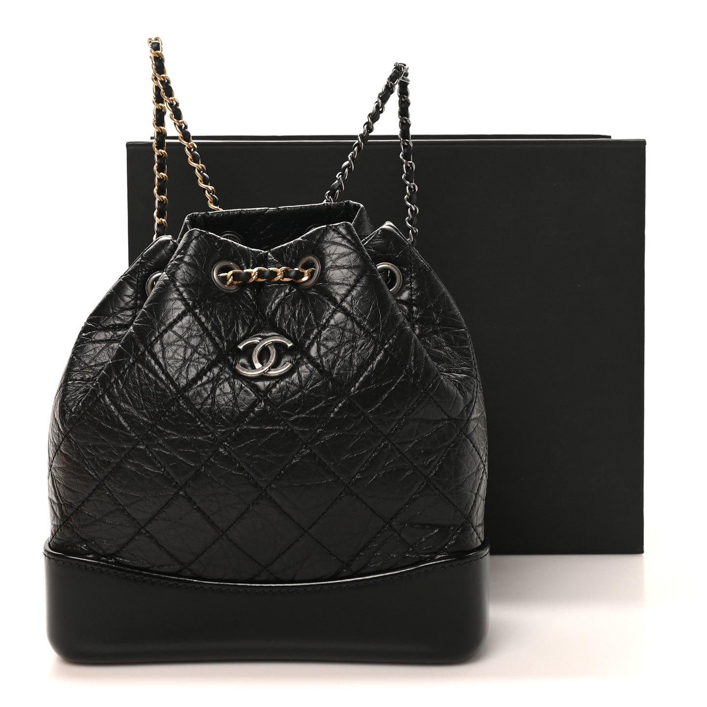 Aged Calfskin Quilted Small Gabrielle Backpack Black